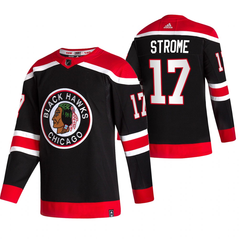 2021 Adidias Chicago Blackhawks 17 Dylan Strome Black Men Reverse Retro Alternate NHL Jersey